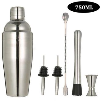 Rvs Cocktail Shaker Set 6 Stuk Martini Shaker, Drink Shaker, Barman Kit Met Meten Jigger, menglepel 10