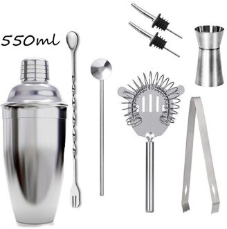 Rvs Cocktail Shaker Set 6 Stuk Martini Shaker, Drink Shaker, Barman Kit Met Meten Jigger, menglepel 18