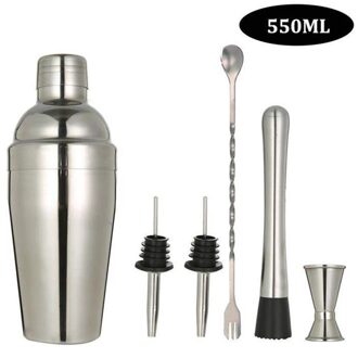 Rvs Cocktail Shaker Set 6 Stuk Martini Shaker, Drink Shaker, Barman Kit Met Meten Jigger, menglepel 9