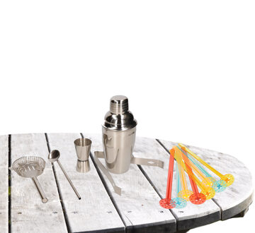 RVS cocktailshaker set 5-delig met extra stampers
