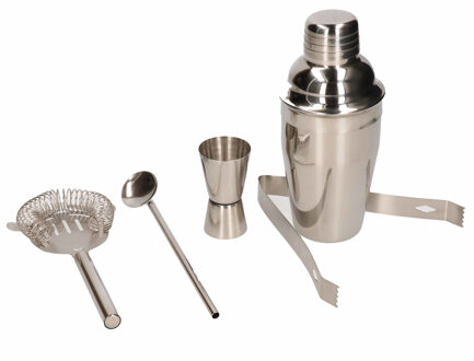 RVS cocktailshaker set - 5 delig - zilver