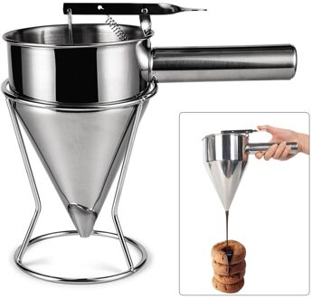 Rvs Conische Vorm Octopus Ballen Maken Trechter Met Rack Beslag Dispenser Voor Cupcake Pannenkoek Bakken Tools Helper