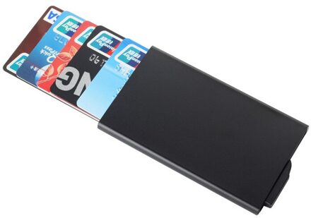 Rvs Creditcardhouder Mannen Slim Anti Beschermen Reizen Id Kaarthouder Vrouwen Rfid Portemonnee Metal Case Porte carte zwart