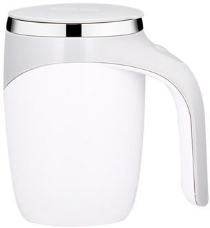 Rvs Cup Chocolade Drinkware Cacao Kantoor Battery Operated Koffie Drink Mixer Geïsoleerde Mokka Zelf Roeren Mok wit