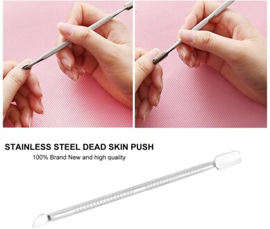 Rvs Cuticle Nail Pusher Spoon Remover Metal Nail Cleaner Manicure Pedicure Care Tool