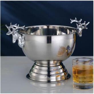 Rvs Deer Head Ear Goud & Zilver Champagne Ijsemmer Champagne Ijs Kom Donkergrijs