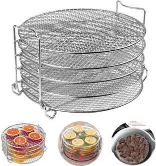 Rvs Dehydrator Rack Vijf Stapelbaar Lagen Grill Stand Lucht Friteuse Accessoire Met Food Grade Voor Dehydrator Rack