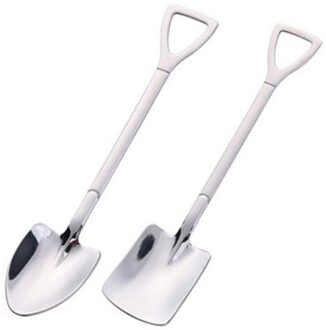 Rvs Dessertlepel Set Lange Handvat Dessertlepel Set Tip Platte Schop Bestek Set Watermeloen Lepel Keuken Accessoires True kleur