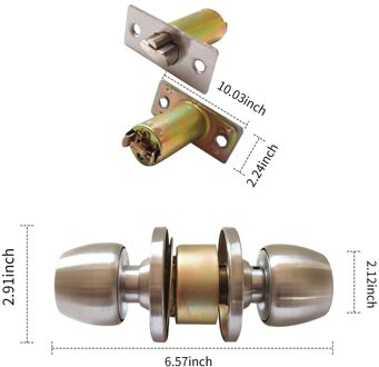 Rvs Deurknop Lockset Ronde Bal Stijl Privacy Slaapkamer Badkamer Handvat Lockset Rvs Deurgreep Set 3