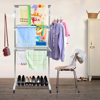 Rvs Drie-Layer Vouwen Droogrekken Kleren Drogen Vouwen Paard Hanger Voor Kleding Broek Onder Ware Schoenen Rek