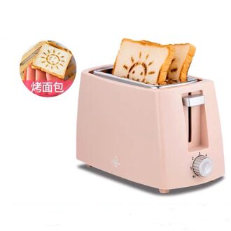Rvs Elektrische Broodrooster Huishoudelijke Automatische Brood Bakken Maker Ontbijt Machine Toast Sandwich Grill Oven 2 Slice licht roze