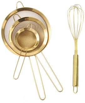 Rvs Fine Mesh Zifter Eiklopper, Olie Zeef Zeefje Koffie Mesh Filter Keuken Bakken Tools,Golden
