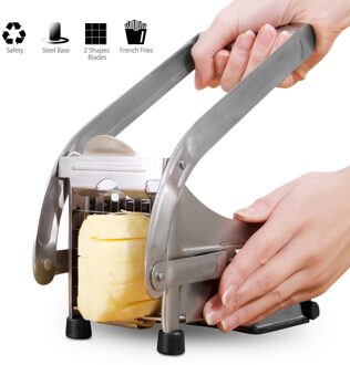 Rvs Franse Fry Cutter, Groente Aardappel Slicer, Met Zuignap 2 Blade Size Cutter, veilig Slice Maaltijd Keuken Voedsel Pre Suction Cup
