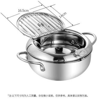 Rvs Friteuse Met Thermometer En Deksel Huishouden Kip Pot Keuken Tempura Friteuse Pan Voor Keuken Koken Gereedschap 20cm