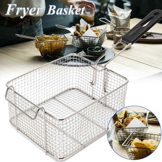 Rvs Friteuse Screen Frieten Frame Vierkante Filter Netto Versleutelen Vergiet Theepot Vormige Bakken Mesh Mand