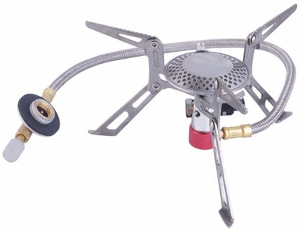 Rvs Gasfornuis Ultralight Aluminium Outdoor Burn Camping Gas Aangedreven Stove Met Piëzo Lgnition Wandelen