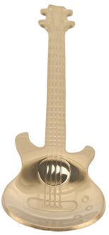 Rvs Gitaar Vormige Liefde Koffielepel Theelepel Kinderen Lepel Mooie 7 Kleuren Thee Gebruik Tool goud