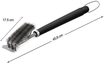 Rvs Grill Borstel 3 In 1 Barbecue Borstel Keuken Duurzaam Draad Borstels Outdoor Home Bbq Koken Accessoires 45.8x17.5cm