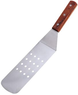 Rvs Grill Spatel Hout Handvat Bakplaat Spatel Steak Koekenpan Schop Grill Turner Steak Gebakken Schop Koken Gadgets B wooden handvat