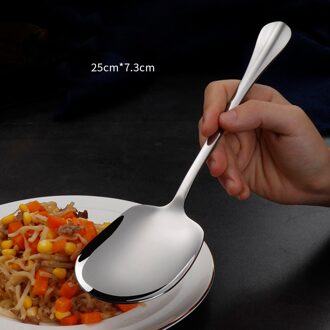 Rvs Grote Openbare Lepel Buffet Service Lepels Lange Steel Soep Rijst Eetlepel Restaurant Servies Keukengerei groot plein lepel