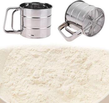 Rvs Handheld Meel Shaker Zeef Cup Mesh Crank Zeefje Keuken Gadget Voor Broodjes Zeef Fijne