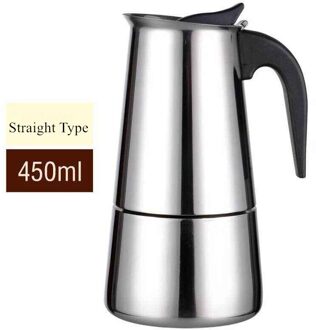 Rvs Italiaanse Moka Pot Koffie Pot Europese Stijl Geconcentreerd Franse Koffie Pot Filter Pot 450ML