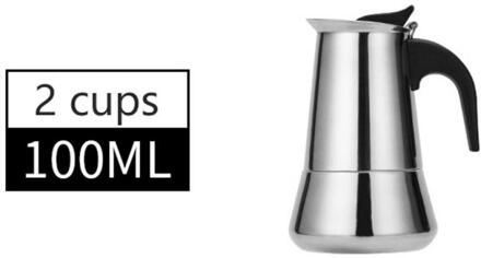 Rvs Italiaanse Top Cafetieres Thee Koffiezetapparaat Plunjers Moka Pot Europese Koffie Elektrische Pot Inductie Kookplaat 100ML