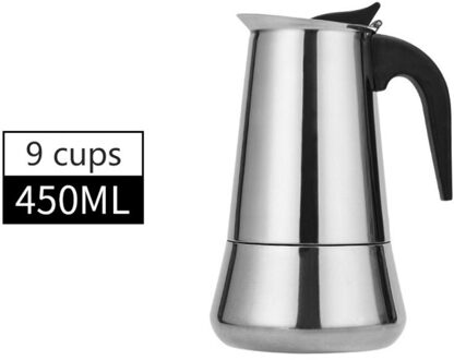 Rvs Italiaanse Top Cafetieres Thee Koffiezetapparaat Plunjers Moka Pot Europese Koffie Elektrische Pot Inductie Kookplaat 450ML