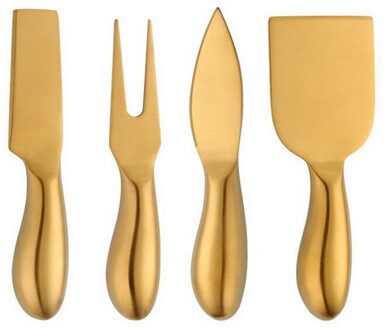 Rvs Kaasmes Set Kaas Grinder Kaasschaaf Vork Snijden Kazen Pizza Taart Bestek Chef Voedsel Verwerking Gereedschap gouden