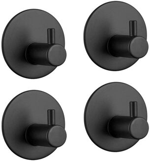 Rvs Kapstok Zwarte Zelfklevende Muur Haak Keuken Badkamer Handdoek Haak Muur Houder Hoed Handdoek Hanger 4.5x4.5x3cm