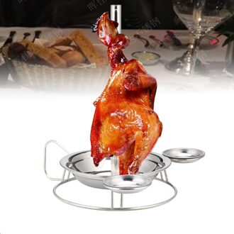Rvs Kip Koffiebrander Rack Bier Kan Roosteren Standhouder Koken Rack met Pan voor Grill Oven BBQ Gereedschap