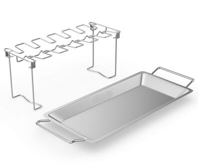 Rvs Kip Vleugel Been Rack Grill Houder Met Drip Pan Voor Bbq Bbq Rib Non Stick Carbon Staal grill Mat