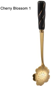 Rvs Koffie Lepel Keramische Handvat Theelepels Bestek Lepel Ijs Suiker Bestek Goud Keuken Tool kers- Blossom 1
