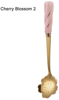 Rvs Koffie Lepel Keramische Handvat Theelepels Bestek Lepel Ijs Suiker Bestek Goud Keuken Tool kers- Blossom 2
