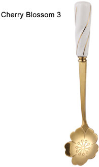 Rvs Koffie Lepel Keramische Handvat Theelepels Bestek Lepel Ijs Suiker Bestek Goud Keuken Tool kers- Blossom 3