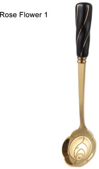 Rvs Koffie Lepel Keramische Handvat Theelepels Bestek Lepel Ijs Suiker Bestek Goud Keuken Tool roos bloem 1