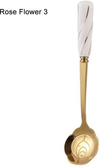 Rvs Koffie Lepel Keramische Handvat Theelepels Bestek Lepel Ijs Suiker Bestek Goud Keuken Tool roos bloem 3