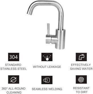 Rvs Kraan Metalen Kraan Duurzaam Water Kraan Koud Warm Water Kraan Voor Thuis Keuken Badkamer Hotel (Korte Stijl met zilver