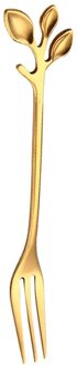 Rvs Lepel Tak Bladeren Lepel/Vork Lepel Koffie Roeren Lepel Kerstcadeau Servies Keuken Gereedschap goud vork