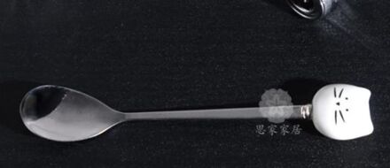 Rvs Leuke Kat Koffie Lepel Fruit Vork Dessert Lepel Snoep Theelepel Kat Drinken Keuken Accessoires wit