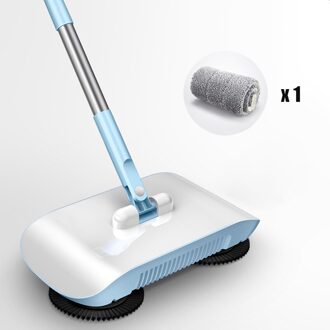 Rvs Magic Veegmachine Push Type Bezem Stoffer Mop All-In-One Hand Push Veegmachine Handvat Huishouden cleaning Tools blauw 1cloth