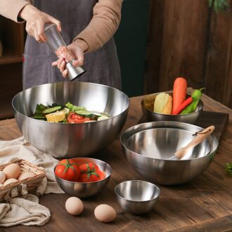 Rvs Mengkom Creatieve Fruitsalade Noodle Rijstkom Non Slip Kloppen Kommen Servies Restaurant Keuken 36CM