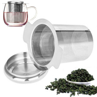 Rvs Mesh Thee-ei Metalen Cup Zeef Losse Blad Filter w/Deksel