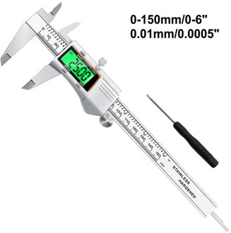 Rvs Metalen Omhulsel Digitale Schuifmaat 0-150Mm Meetinstrument Kleur Display Calipers