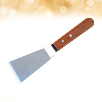 Rvs Mini Gebakken Schop Houten Handvat Platte Steak Schop Bakken Gebak Spatel Bbq Schop (Niet-Holle Schop) zilver