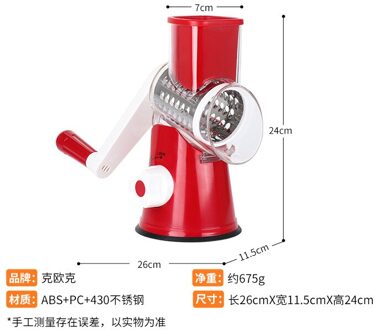 Rvs Multifunctionele Chopper Messen Groente Cutter Ronde Mandoline Slicer Aardappel Wortel Rasp Slicer Keuken Tool Rood