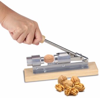 Rvs Notenkraker Met Houten Handvat Multifunctionele Nut Cracker Sheller Walnoot Cracker Tang Metal Opener Keuken Tool