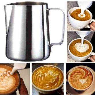 Rvs Opschuimen Koffie Pitcher Pull Bloem Kopje Cappuccino Melk Pot Espresso Kopjes Latte Art Melkopschuimer Opschuimen Jug C(600ml)