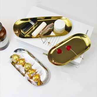 Rvs Opslag Lade Goud Zilverachtige Kleurrijke Ovale Fruitschaal Sieraden Display Metal Lade Opslag Desktop Decoratie S / gouden
