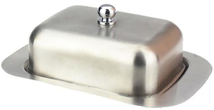 Rvs Ovale Botervloot Box Container Shiny Kaas Brood Server Opslag Keeper Lade Butter Container Met Hold Deksel A 18x12x7cm